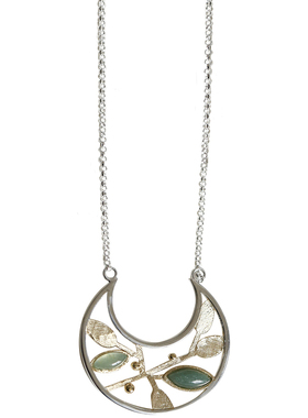 白夜行丨天然东陵玉纯银项链