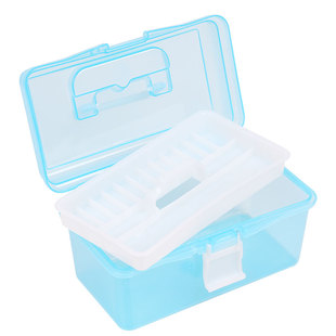 小号透明手提美术工具箱收纳盒儿童小型书法水粉颜料家用绘画箱