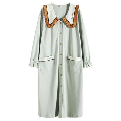 耶蒂针织纯棉秋冬睡裙开衫大码