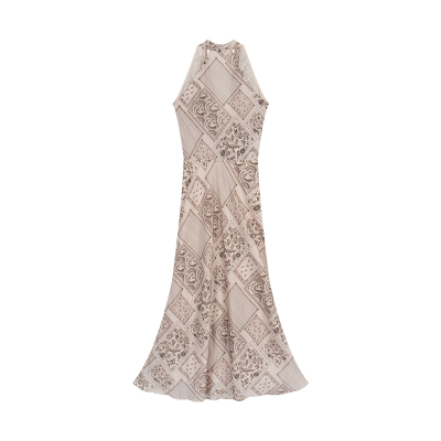 波西米亚老钱度假风挂脖连衣裙