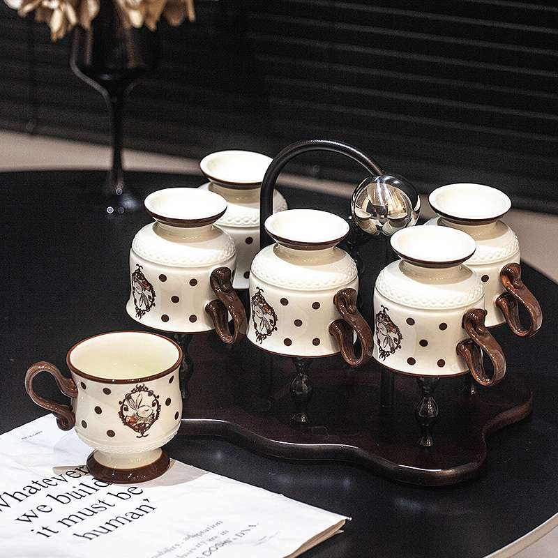 杯子收纳置物架杯架倒挂水杯置物架中古杯架倒放沥水复古咖啡杯架