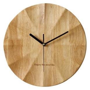 2025新款家用实木转角客厅挂钟创意挂墙木质时钟高级感原木风钟表