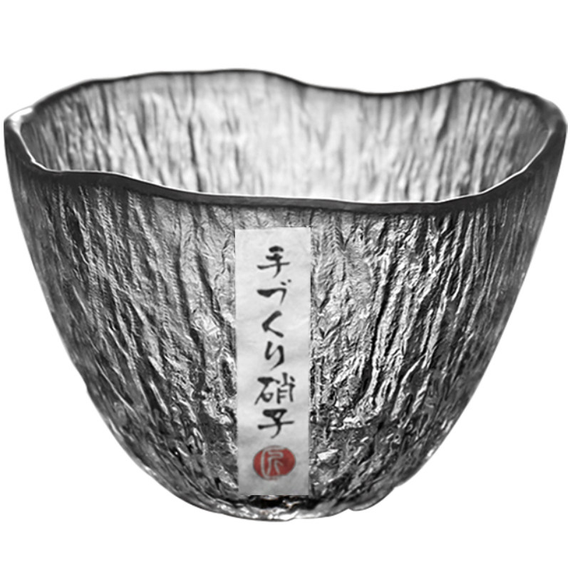 日式大号雨落锤纹小品茶杯个人专用主人杯玻璃清酒杯功夫茶具单杯