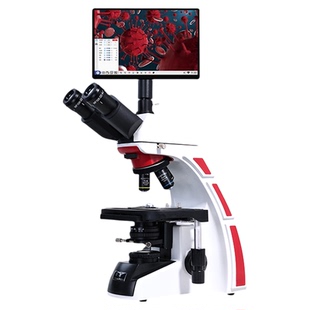 创迹光学三目生物显微镜实验室专用专业级双目高清电子高倍可看细菌医用医学病理切片精子活力水产养殖带屏幕