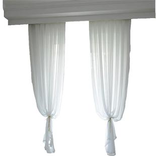 白纱窗帘透光不透人魔术贴窗纱帘白色布料阳台半遮光飘窗简约纱幔