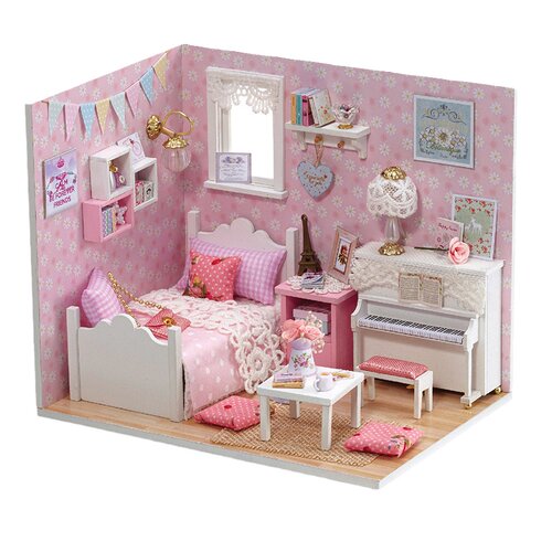diy小屋卧室公主风手工拼装小房子模型玩具创意儿童节生日礼物女