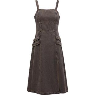 乐町铆钉装饰牛仔连衣裙春季新款裙子C2FAE1442