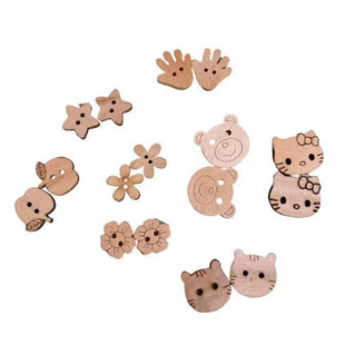 原木色扣子星星卡通激光木扣手工DIY配件木头扣儿童服装扣Lolita