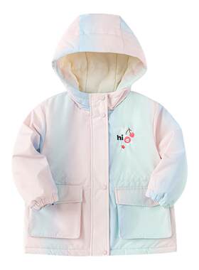 巴拉巴拉童装女童棉服冬儿童连帽外套防泼水透湿百搭甜美上衣小童