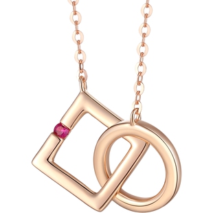 金至尊偏爱红宝石锁骨链18k金项链玫瑰金项链几彩金项链生日礼物