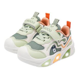 巴布豆童鞋儿童亮灯鞋2025新款秋季男宝机能鞋带灯鞋女儿童学步鞋