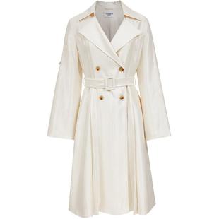 【丝质流光】VeroModa风衣2026春季新款双排扣系带白色中长款外套