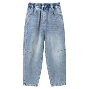 男童裤子儿童牛仔裤浅色软春季新款男孩休闲长裤蓝色青少年直筒裤