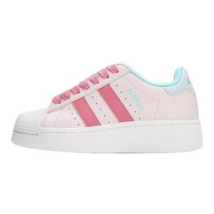 GLO BULL高颜值厚底板鞋女百搭小白鞋子秋冬季增高贝壳头粉色鞋子