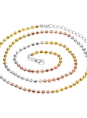 S925纯银圆珠银项链闪珠链