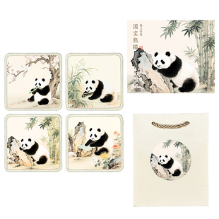 熊猫丝绸杯垫送外国人的中国风特色礼物老师上海文创非遗伴手礼品