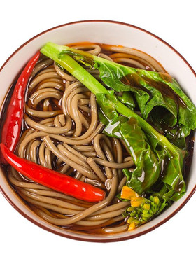纯黑荞麦龙须面100%黑乔麦粗粮面低脂高膳食纤维挂面小糖人代餐面