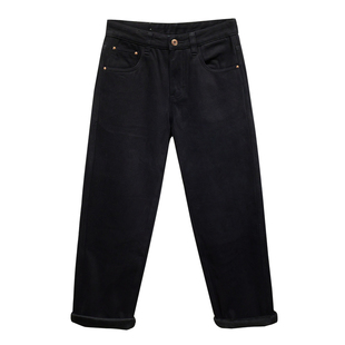 布冷布热 冬季加绒加厚宽松大直筒牛仔裤男厚绒保暖休闲简单长裤