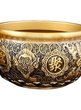 23cm全铜实心金蟾聚宝盆纯铜摆件