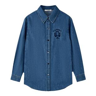 【长绒棉】Laurel劳芮新航海水洗牛仔智性直身衬衫女LWD343C01100