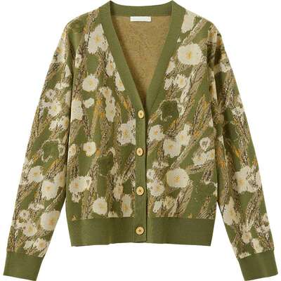 播商场同款松弛感气质宽松针织开衫女秋新款提花上衣BDS3UD3257