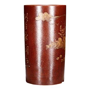 紫砂花盆兰花盆签筒高深悬崖盆景桌面小号老味铁画轩摹古泥绘系列