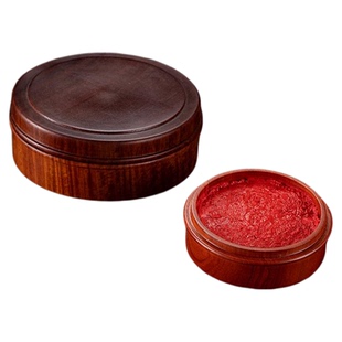 大号印泥盒实木缅甸花梨木红木印泥缸书画书法印章收纳盒文房四宝