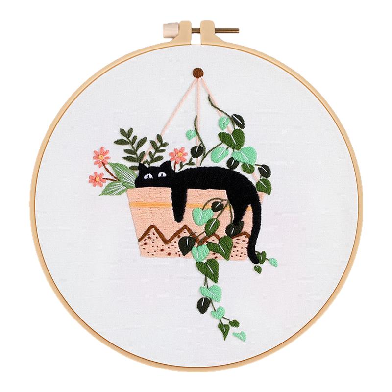 刺绣diy手工材料包欧式立体刺绣布艺绣品苏绣初学者有视频猫咪