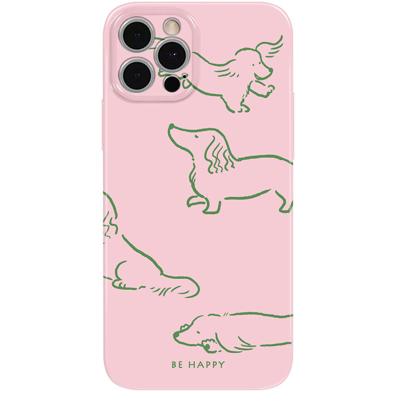 快乐~粉色线条狗狗iPhone17苹果14promax小米15新款p80可爱少女心nova13适用oppo荣耀200华为