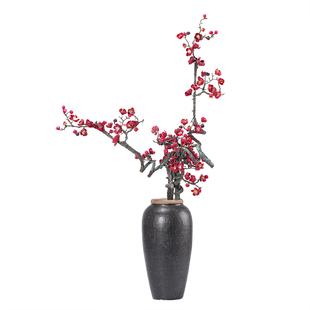 仿真梅花枝花枝客厅黄色腊梅假花禅意陶瓷花瓶陶罐插花摆放装饰品