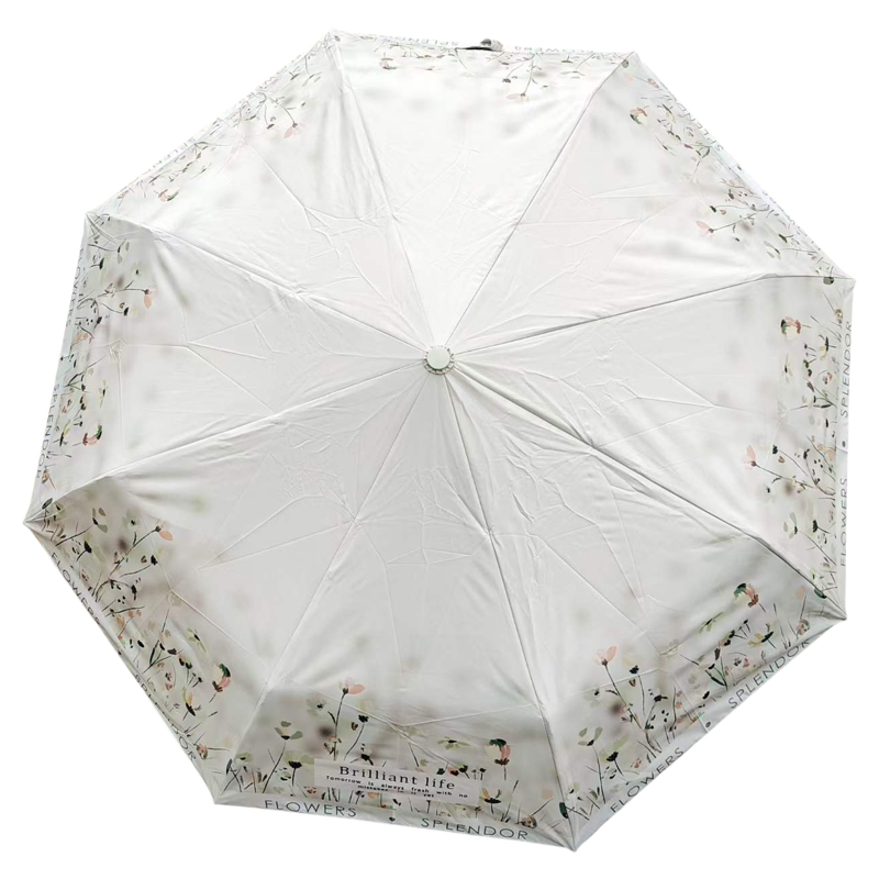 百盛黑胶防晒晴雨三折自动伞