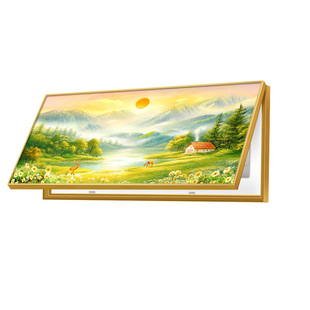 旭日东升餐厅电表箱装饰画定制大尺寸遮挡画山水画多媒体盒遮挡箱