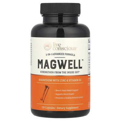 Live Conscious,MagWell，3 合 1 高级配方，120 粒胶囊