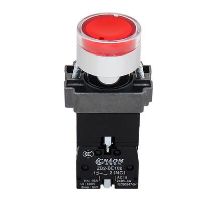 奥盟按钮XB2-BW3462红色带灯电源开关一常闭自复位银触点加厚型