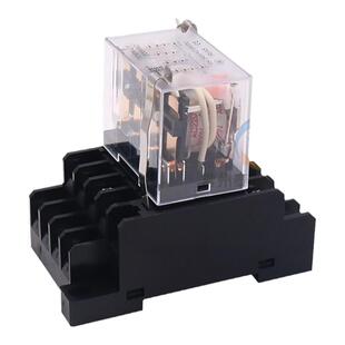 一佳继电器小型220V交流中间电磁14脚YJ4N-LY带底座直流24v伏中继