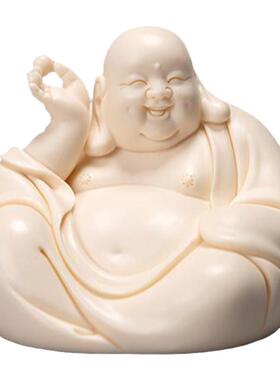 少林窑陶瓷招财小弥勒摆件车载办公室桌面书柜小工艺品家用装饰品