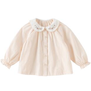 戴维贝拉儿童衬衣女童2026新款纯棉衬衫女宝洋气春装上衣A类童装