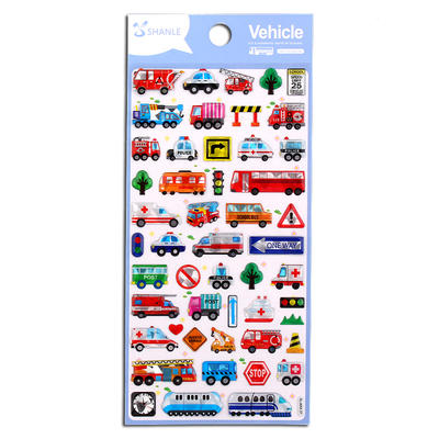汽车工程车火车儿童水晶卡通贴画