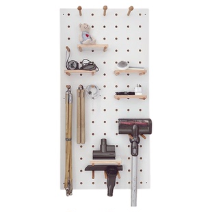 纯实木洞洞板定制入户玄关墙上橡胶木质置物架门口墙面收纳展示架