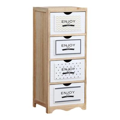 原木色收纳边柜实木斗柜卧室彩绘