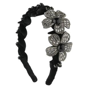水钻花朵防滑齿梳发箍女2025新款高级感秋冬高颅顶头箍发卡发饰
