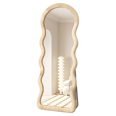 网红波浪全身镜落地镜奶油ins风