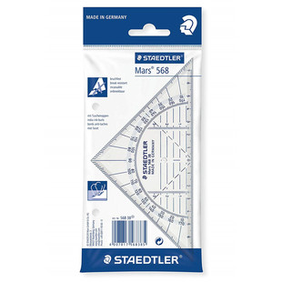 德国STAEDTLER568 35/36施德楼16/22cm学生量角器透明三角板尺子