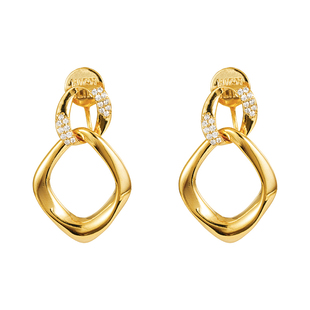 方圆脸秋冬中古复古港风几何耳饰无耳洞女蚊香盘耳夹轻奢设计感