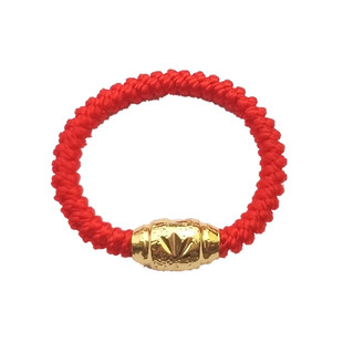 金珠镀18k金转运珠戒指一对久不掉色红绳黑绳编织男女情侣指环