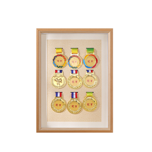 马拉松奖牌展示框架实木相框中空荣誉keep徽章做收纳盒子定制挂墙