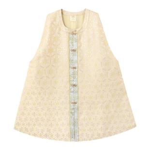 无贰集【重华】金色圆领对襟短比甲仿宋锦原创传统明制春款汉服