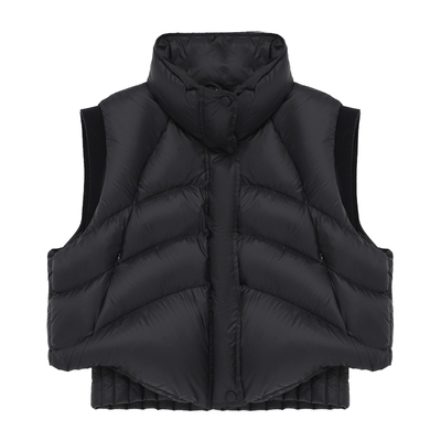 Basic House/百家好黑色立领羽绒马甲女冬季保暖白鸭绒短款外套