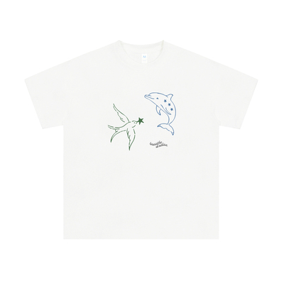 BreatheRelax呼吸放松 海豚和鸽子图案 夏天好看的凉感短袖T恤