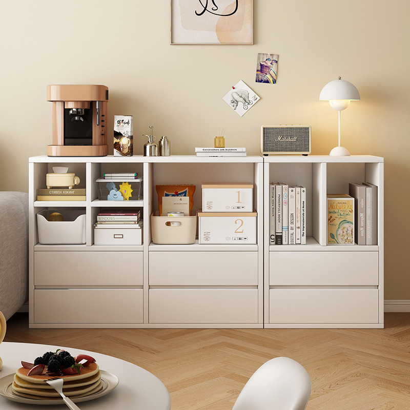 简易书架置物架落地矮书柜客厅收纳储物柜分层柜子实木置物柜